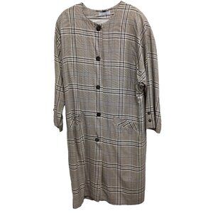 Vintage 90s Givenchy Womens Coat Size 16W Plaid Button Front Old Money Timeless